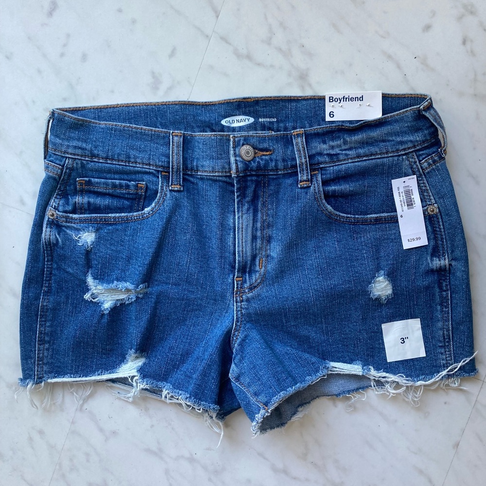 Old Navy distressed boyfriend jean shorts